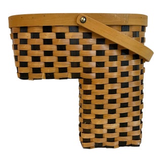 Vintage Maple Slat Rescue Stairway Basket For Sale