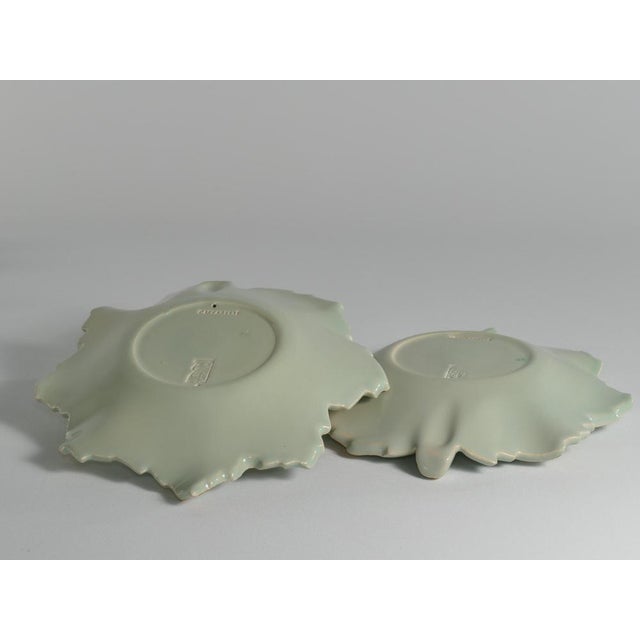 Art Deco Pistamio and Gold Leaf Plates, Set of 7 For Sale - Image 12 of 18