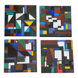 Abstract Mixed Media Acrylic Set of Four Panels Titled Bojagi by Yjr