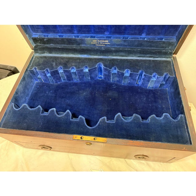 Large Antique J Wanamaker 1800's Wood Brass Flatware Silverware Box Display Case For Sale - Image 13 of 14