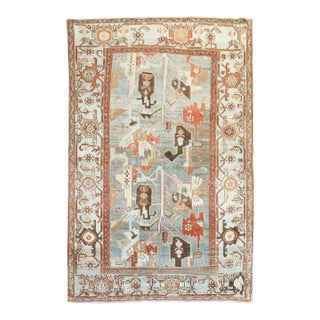 Early 20th Century Zabihi Collection Abstract Accent Size Persian Malayer Rug - 4'1" x 6' For Sale