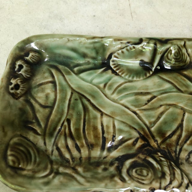 C. 1950 French Majolica Shell Platter For Sale - Image 4 of 8