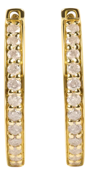 10K Yellow Gold 1/2 Cttw Round-Cut Diamond Hoop Earrings (I-J Color, I2-I3 Clarity)