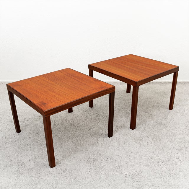 1960s Danish Modern Hans Olsen for Finn Lindebo Teak and Rosewood Side Tables - a Pair For Sale - Image 13 of 13