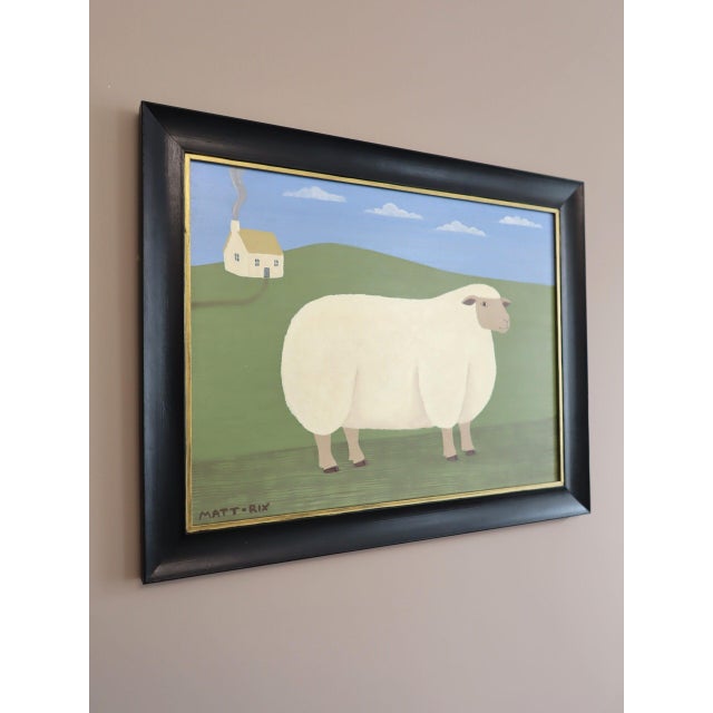 2020s Contemporary 'Mary' Original Naïve Style Animal Oil Painting by British Artist Matt Rix, Framed For Sale - Image 5 of 9
