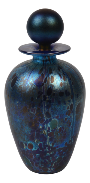 Perfume Bottle in Blue Iridescent Art Glass from Isle of Wight, 1970s
