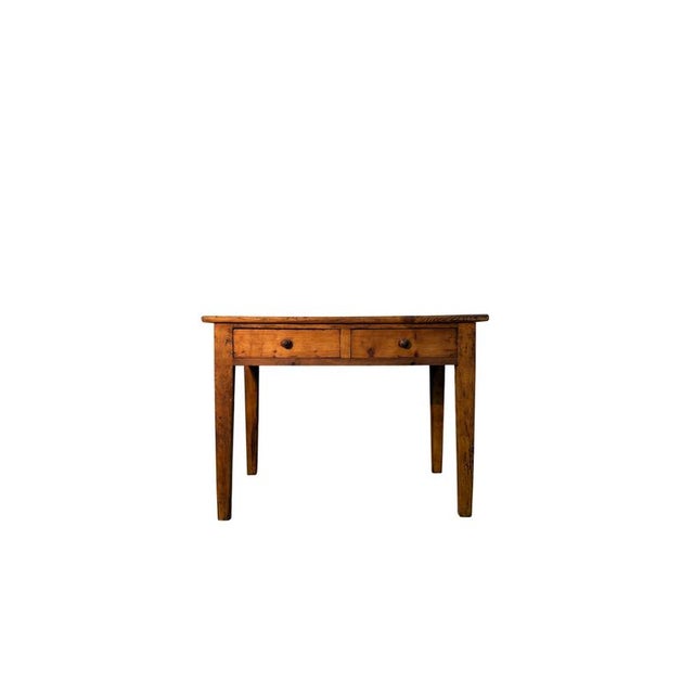 Rustic Fir Table with Two Drawers, 1900s For Sale - Image 4 of 4