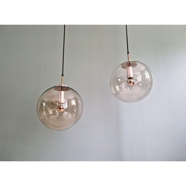 Mid-Century Modern Space Age Pendant Light in Smoked Glass by Glashütte Limburg, 1970 For Sale - Image 3 of 16