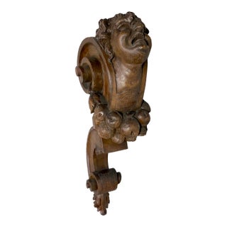 Antique 1800's Hand Carved Figural Wood Architectural Salvage Devil Sculpture For Sale