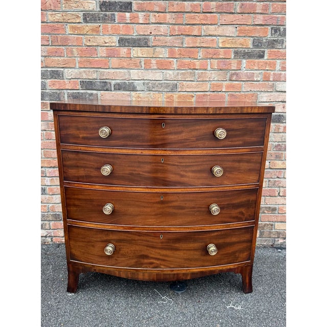 Brown 19th Century English Bowfront Chest of Drawers For Sale - Image 8 of 13