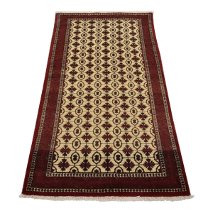 Baloch Rug 3’7” X 6’2” Beige Wool Vintage Tribal Hand-Knotted Oriental Carpet