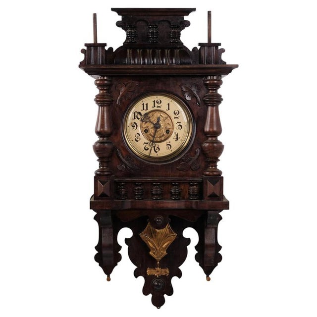 Vintage Junghans Wall Clock in Walnut, 1920s For Sale - Image 9 of 9