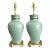 Lamps Pair Turquoise Porcelain & Brass Ginger Jar Shape For Sale