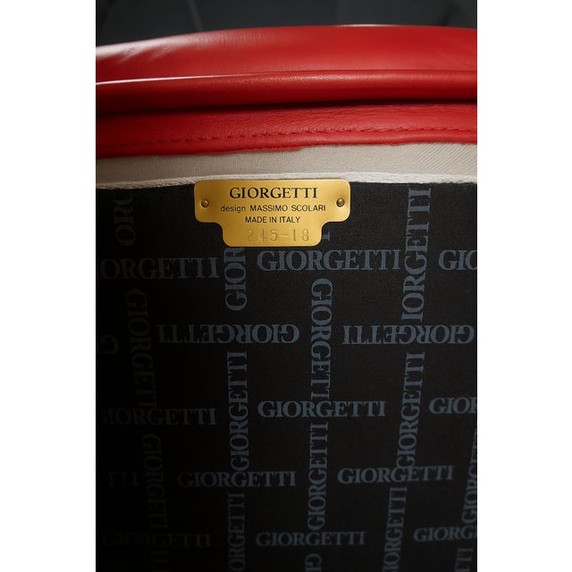 Red Vintage Italian Progetti Chairs in Red Leather by Massimo Scolari for Giorgetti,1990s, Set of 2 For Sale - Image 8 of 10