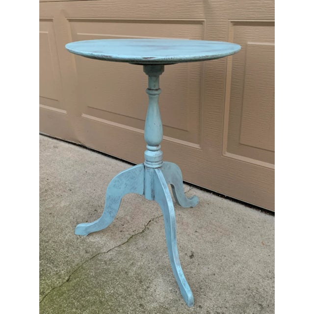 Antique French Country Round Painted Walnut Side Table, Early 20th Century For Sale - Image 4 of 10