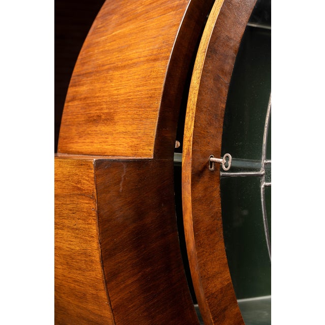 1930s Circular Art Deco Liquor Cabinet With Leaded Glass Doors For Sale - Image 12 of 18