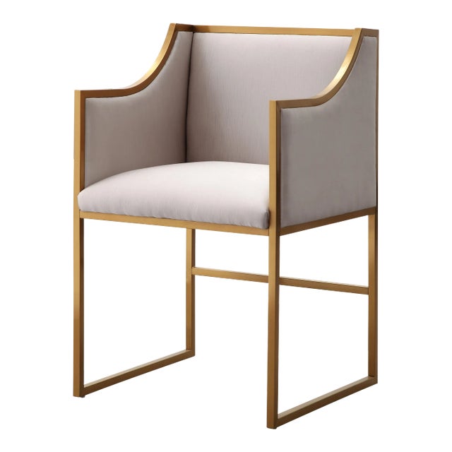 Atara Cream Velvet Chair with Gold Frame For Sale