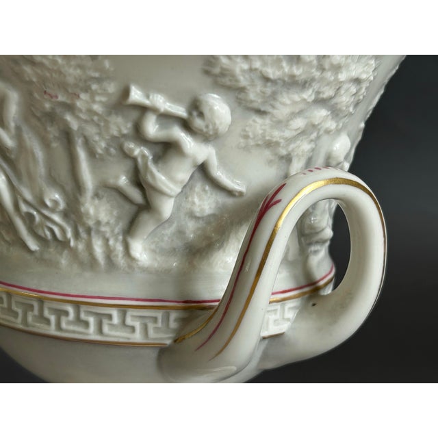 Antique German Neoclassical Porcelain Urn Cachepot With Figural Relief, c.1900 For Sale In Los Angeles - Image 6 of 12