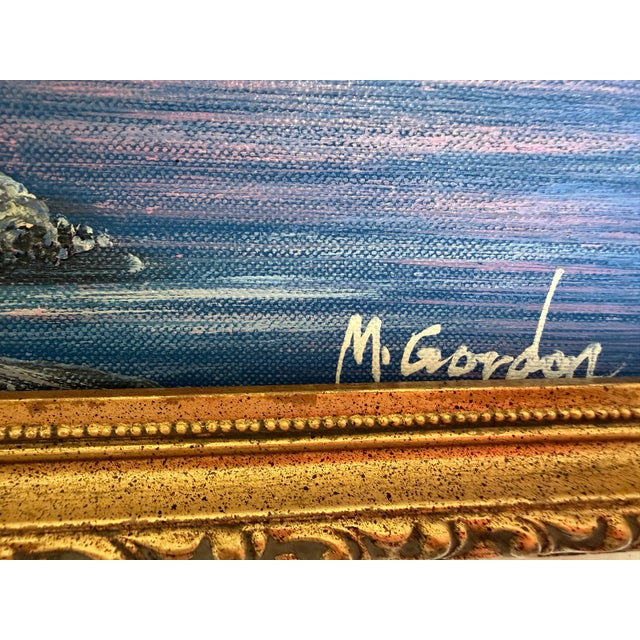 M Gordon Signed Oil Painting Tropical Sunset Seascape Ocean Landscape Framed For Sale - Image 4 of 12