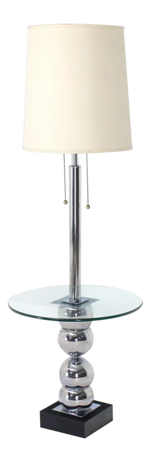 Mid-Century Modern Stacked Chrome Globes Base Glass Side Table Floor Lamp
