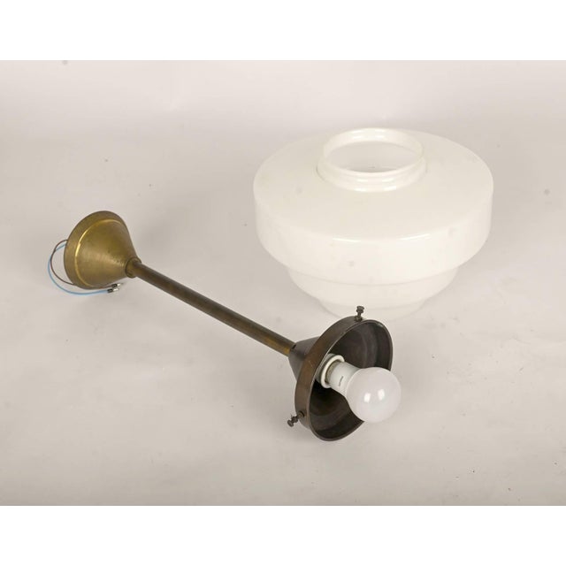 Goldenrod Art Deco Cascade Pendant Light in Brass and Opaline Glass, 1930s For Sale - Image 8 of 9
