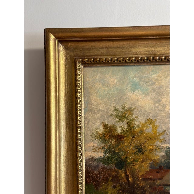 19th Century Original British Oil Painting, Geese/Ducks by a Cottage Pond, Joseph Thors For Sale - Image 11 of 12