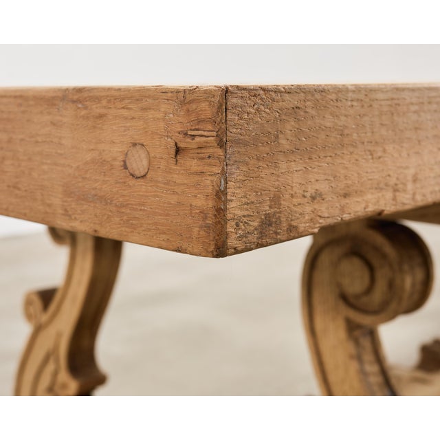 19th C. Spanish Baroque Bleached Oak Farmhouse Dining Table For Sale - Image 16 of 18