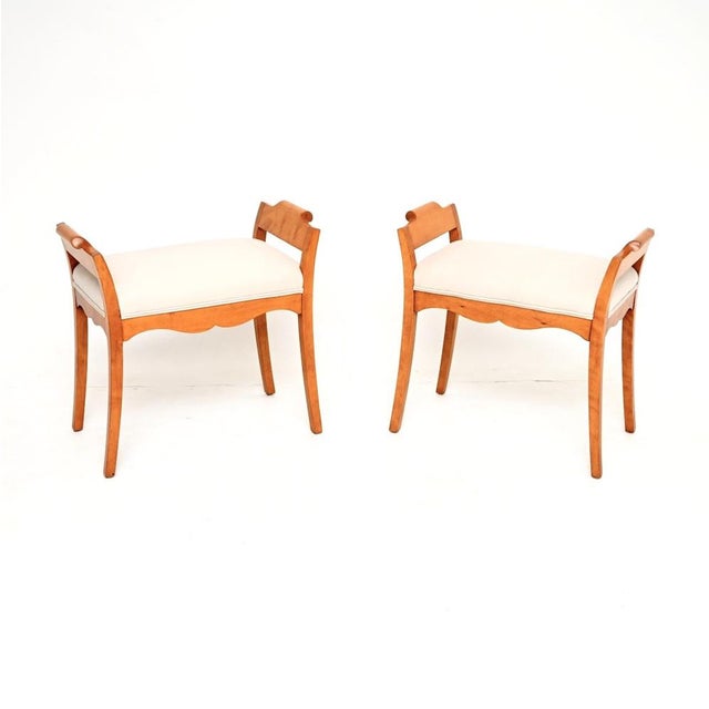 Antique Biedermeier Swedish Satin Birch Stools, 1880s, Set of 2 For Sale - Image 10 of 10