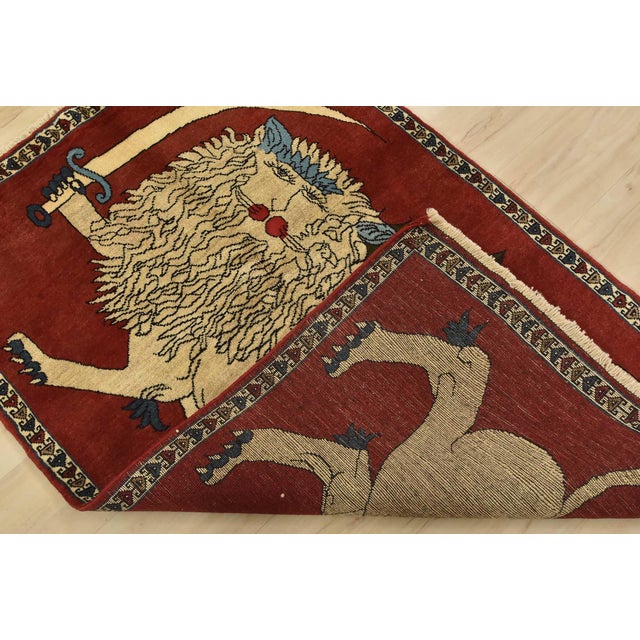 Yalameh Rug 3’4” X 5’2” Red Wool Vintage Traditional Hand-Knotted Carpet For Sale - Image 10 of 11