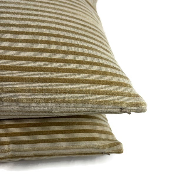 2020s Manuel Canovas Vauville in Beige Pillow Cover - Tan Two Tone Stripe Velvet For Sale - Image 5 of 6