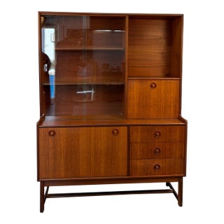 Mid 20th Century Modern Teak Hutch With Glass by Turnidge of London Ltd. For Sale