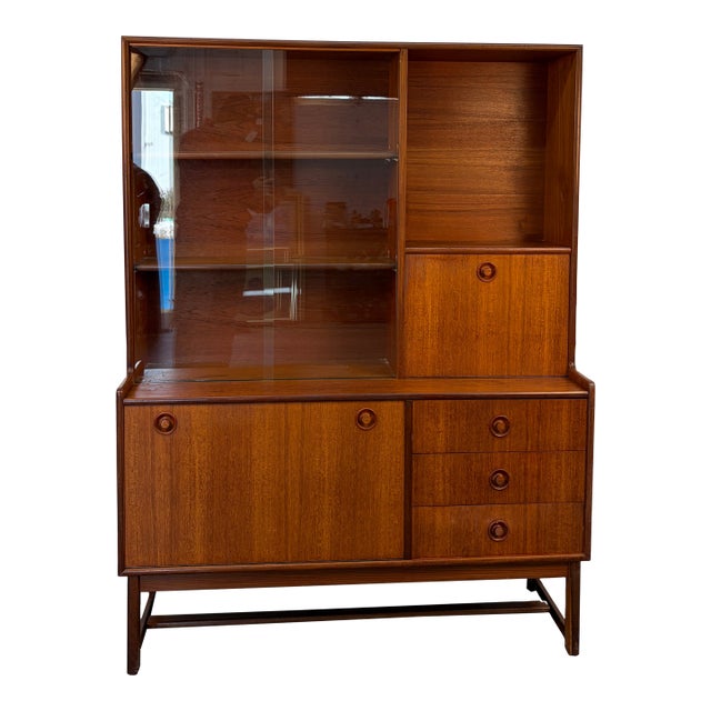 Mid 20th Century Modern Teak Hutch With Glass by Turnidge of London Ltd. For Sale