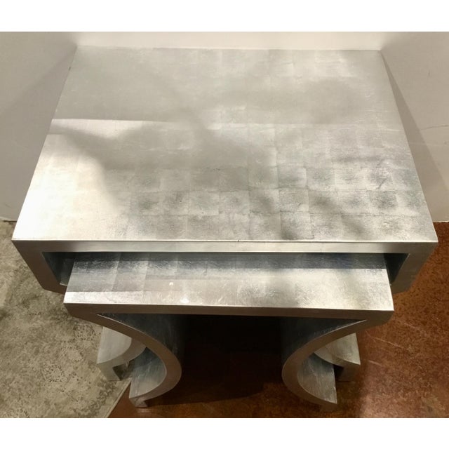 Modern Henredon Silver Leaf Finished Nesting Tables Set of Two Chairish
