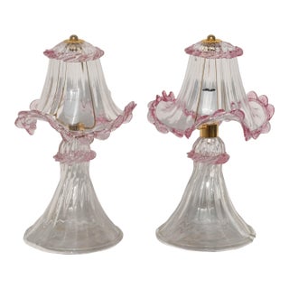 1970s Pink Table Lamps in Murano Glass - Set of 2 For Sale