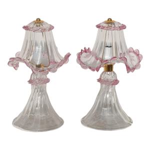 1970s Pink Table Lamps in Murano Glass - Set of 2