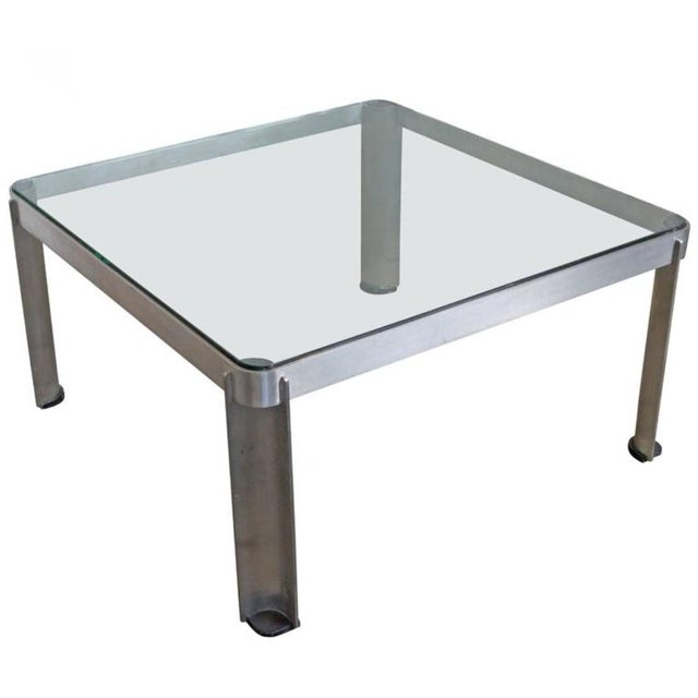 Steel and Thick Crystal Coffee Table Mod. T113 attributed to Osvaldo Borsani for Tecno, 1975 For Sale - Image 10 of 10