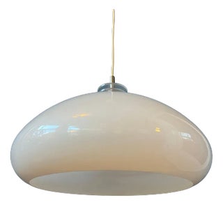 Space Age White Mushroom Pendant Lamp, 1970s For Sale