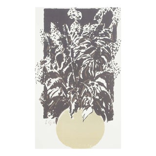 Emil Gregersen, Stylized Plant in a Round Vase, 1986, Color Lithograph For Sale