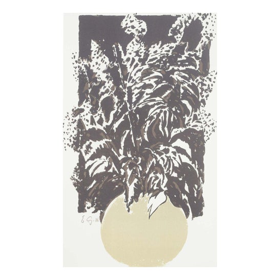 Emil Gregersen, Stylized Plant in a Round Vase, 1986, Color Lithograph For Sale
