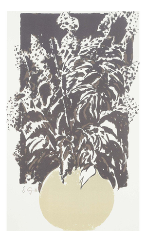 Emil Gregersen, Stylized Plant in a Round Vase, 1986, Color Lithograph