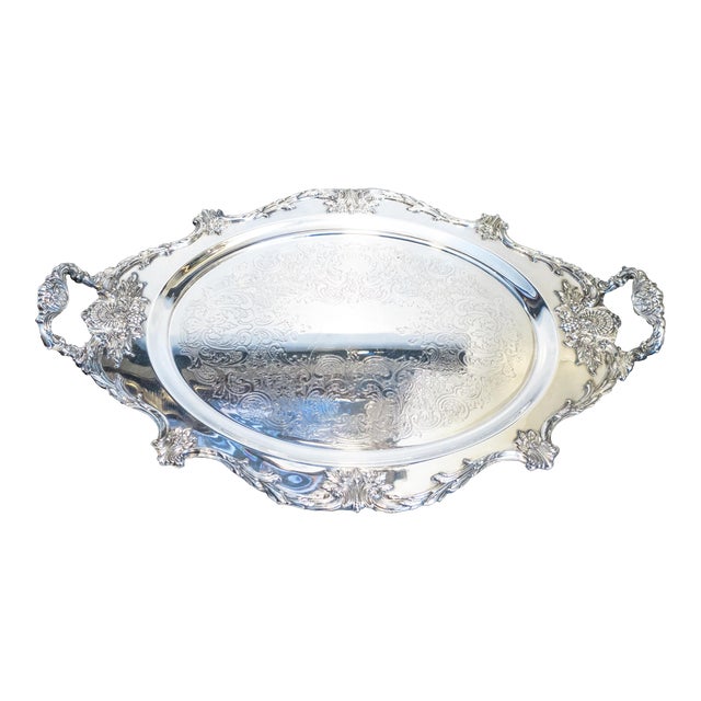 Mid 20th Century Christopher Wren Silver Plate Serving Tray by Wallace For Sale