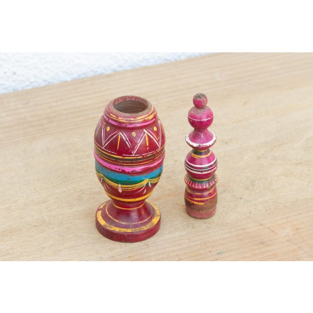 9" Tall Vintage Turned Wood Finial Container For Sale - Image 4 of 7