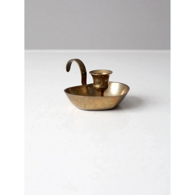 Mid 20th Century Vintage Brass Heart Shaped Candlestick Holder For Sale - Image 5 of 11