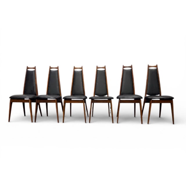 Mid 20th Century A Set of 6 Vintage Very Rare Find High Back Dining Chairs Attributed to Adrian Pearsall For Sale In New York - Image 6 of 8