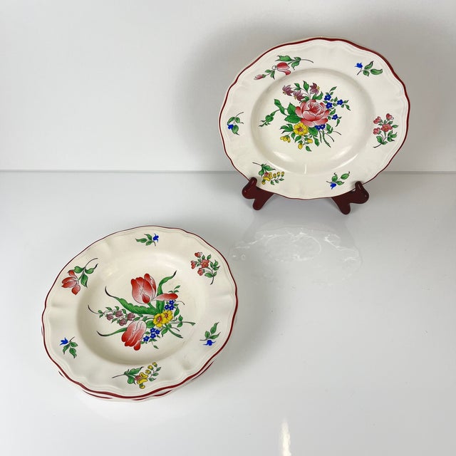 Red Réverbère Soup Plates from KG Lunéville, 1950s, Set of 3 For Sale - Image 8 of 12
