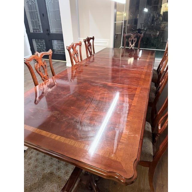 Chippendale Mahogany Dining Set – Table, 8 Carved Chairs & Extension Leaves For Sale In Houston - Image 6 of 11