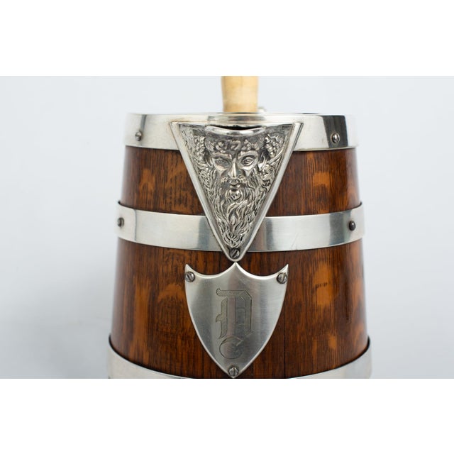Sheffield Handsome Antique English Oak and Silver-Plated Pitcher, Late 19th Century For Sale - Image 4 of 5
