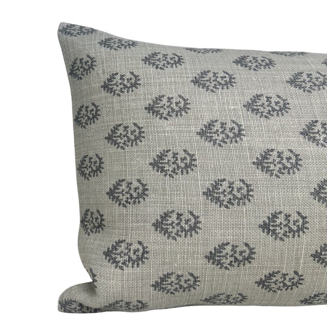 Rajmata Linen Pillow Cover in Grey, 12x20 Pillow For Sale - Image 4 of 4