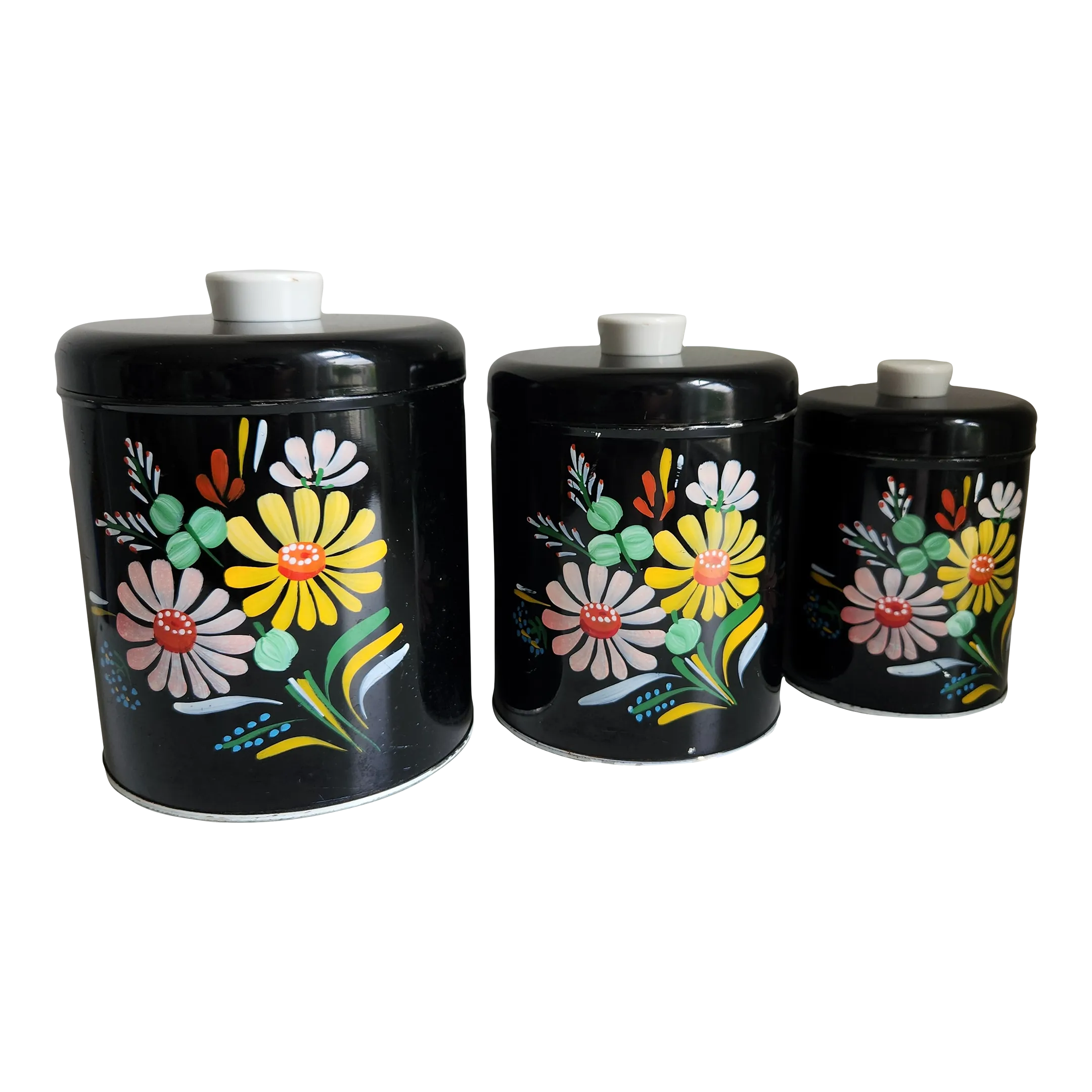 Vintage Ransburg Hand Painted Canisters Indianapolis