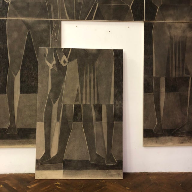 Lajos (Lewis) Kantor, Composition, Charcoal Drawings on Canvas, 1965 For Sale - Image 17 of 18